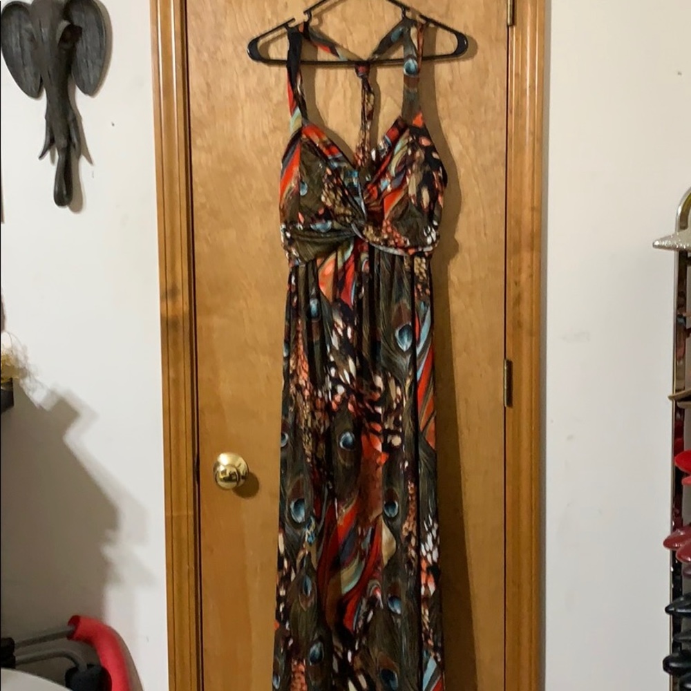 Peacock maxi dress